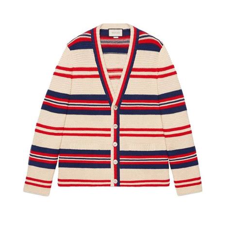 GUCCI Rare Striped Cotton Wool Cardigan “TRICOT POUR LA 